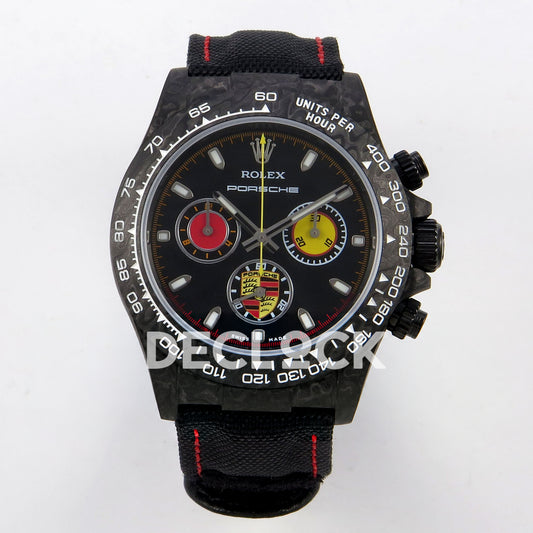 Rolex Daytona Custom DIW 'Porsche' Black Carbon Black Dial ANTF DD4801 replica - front