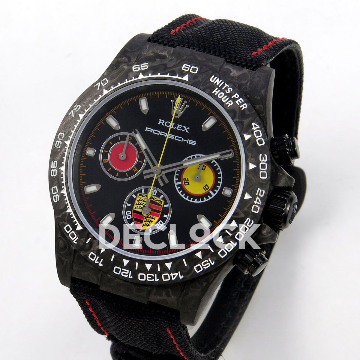 Rolex Daytona Custom DIW 'Porsche' Black Carbon Black Dial ANTF DD4801 replica - three quarter