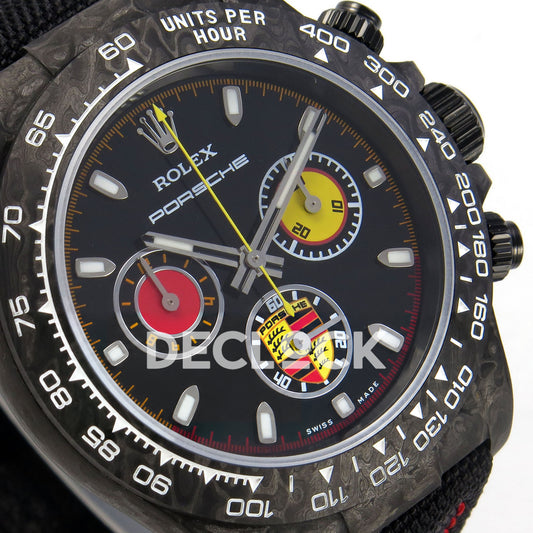Rolex Daytona Custom DIW 'Porsche' Black Carbon Black Dial ANTF DD4801 replica - dial angle left