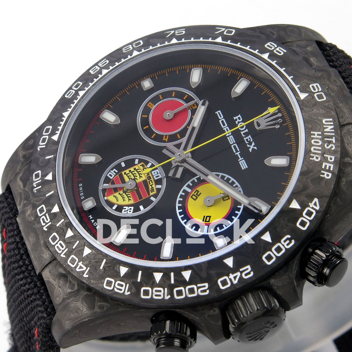 Rolex Daytona Custom DIW 'Porsche' Black Carbon Black Dial ANTF DD4801 replica - dial angle right