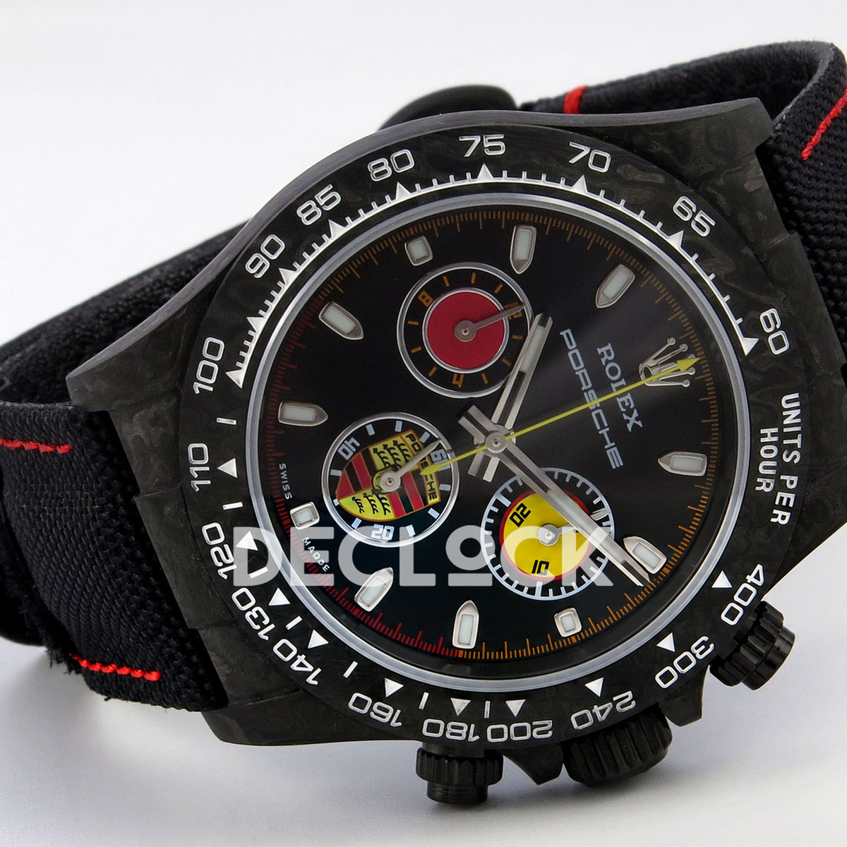 Rolex Daytona Custom DIW 'Porsche' Black Carbon Black Dial ANTF DD4801 replica - full watch left