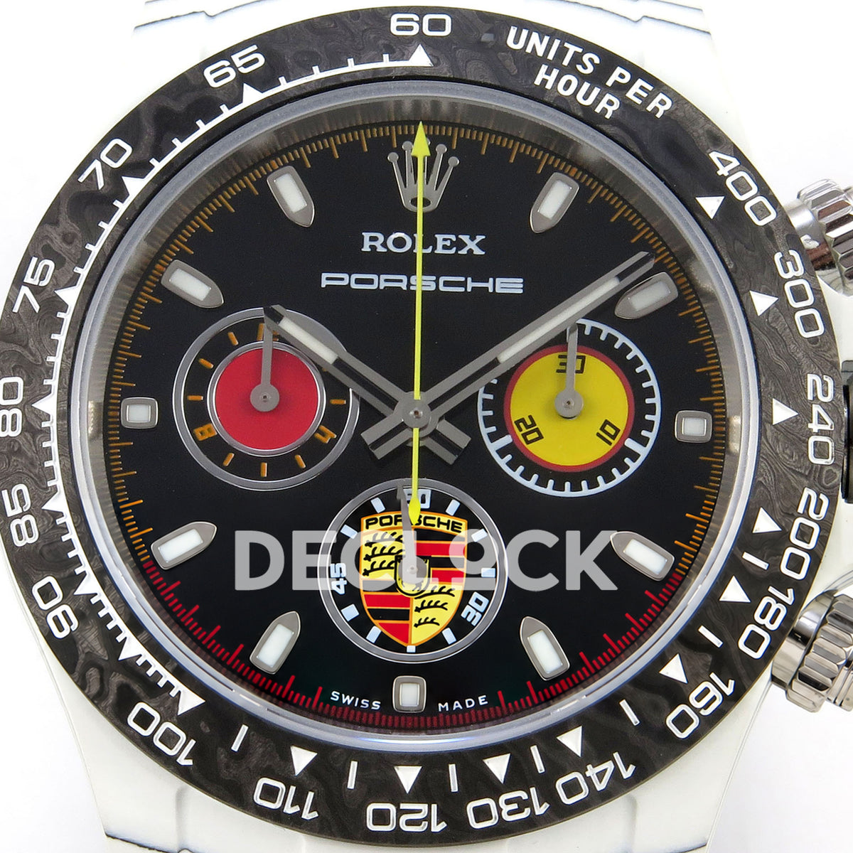 Rolex Daytona Custom DIW 'Porsche' White Carbon Black Dial ANTF DD4801 replica - dial closeup