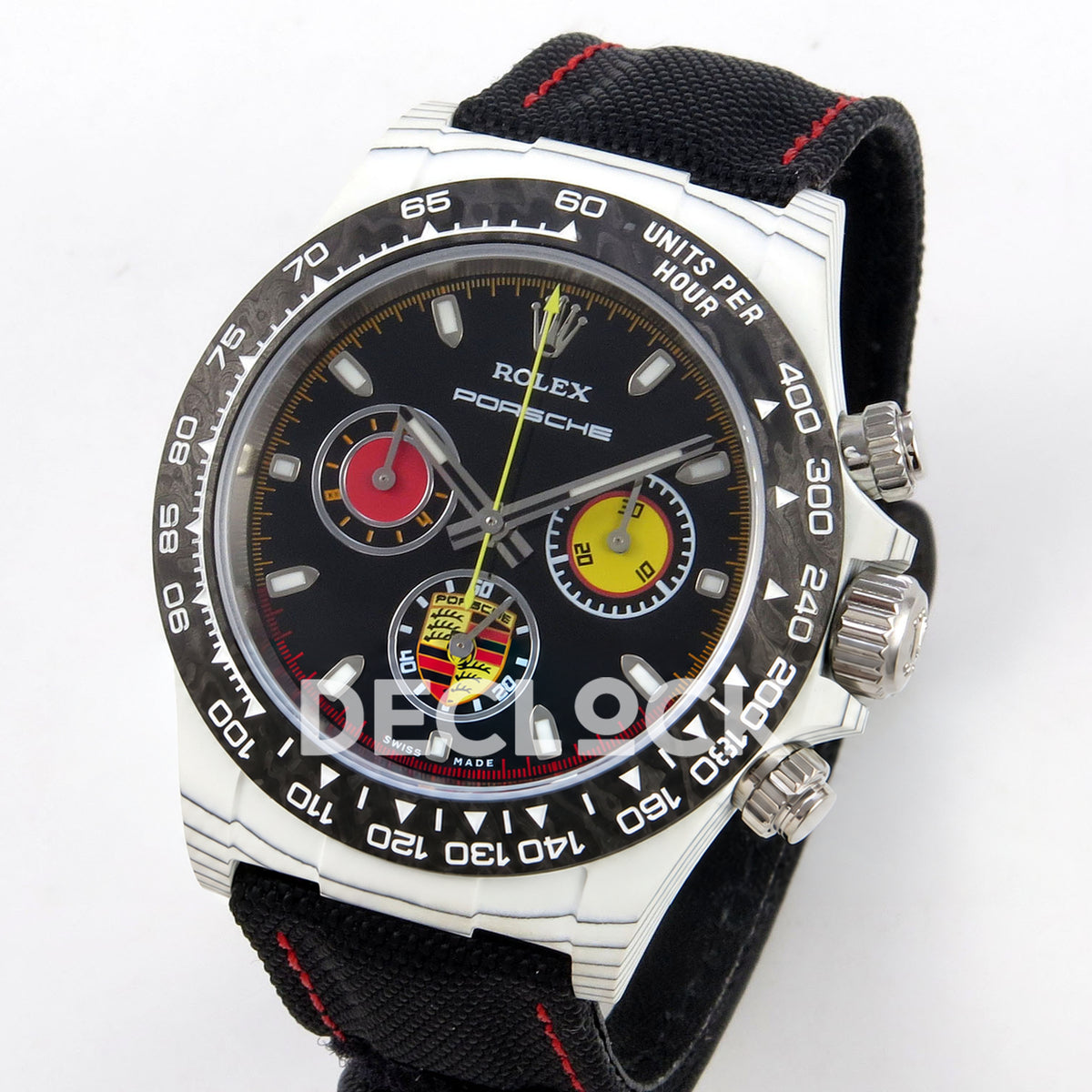 Rolex Daytona Custom DIW 'Porsche' White Carbon Black Dial ANTF DD4801 replica - three quarter