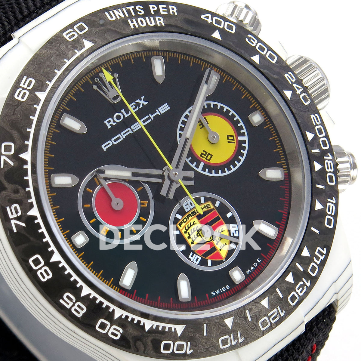 Rolex Daytona Custom DIW 'Porsche' White Carbon Black Dial ANTF DD4801 replica - dial angle left
