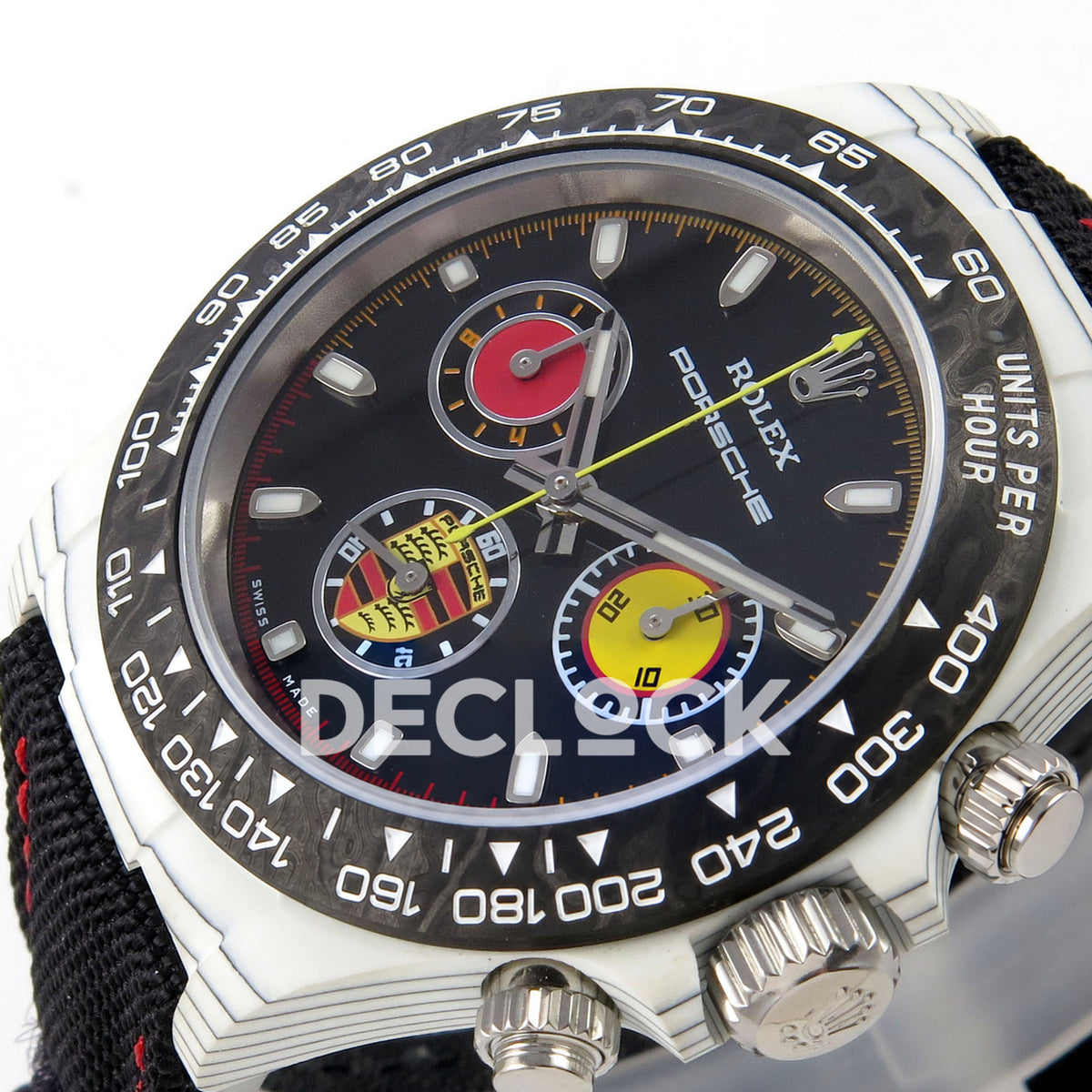 Rolex Daytona Custom DIW 'Porsche' White Carbon Black Dial ANTF DD4801 replica - dial angle right