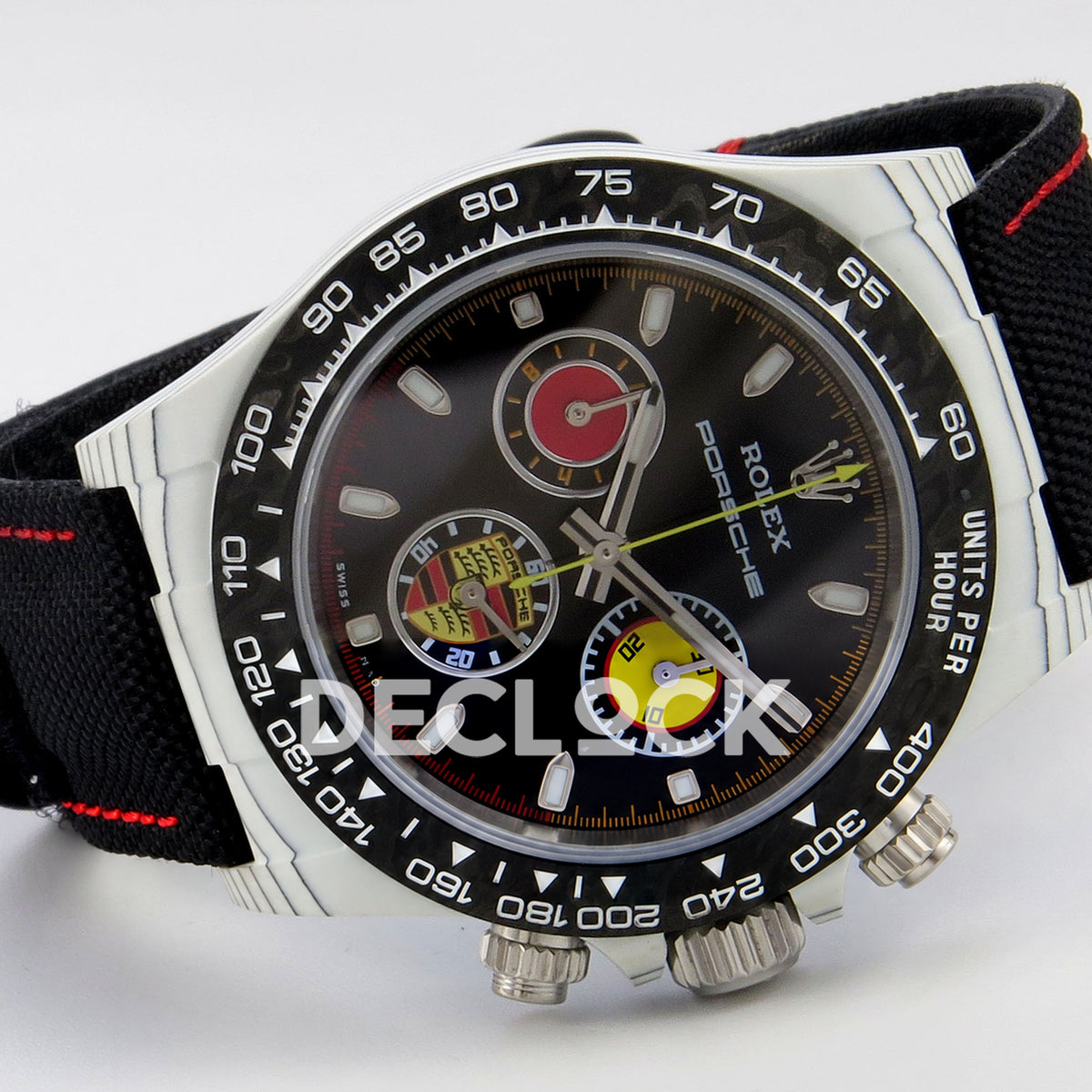 Rolex Daytona Custom DIW 'Porsche' White Carbon Black Dial ANTF DD4801 replica - full watch left