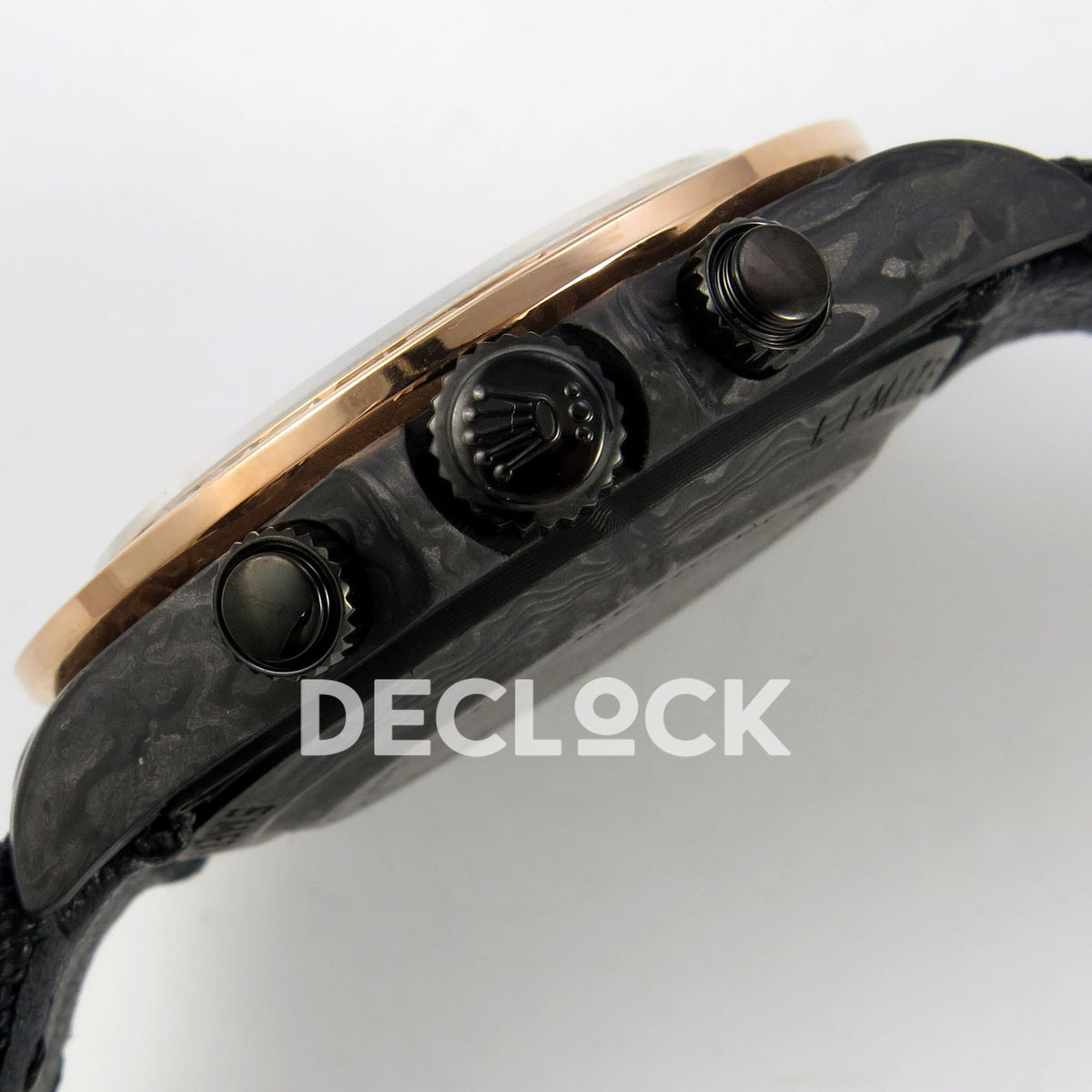 Rolex Daytona Custom DIW Rainbow Black Carbon SONIC SA4130 replica - crown and pushers