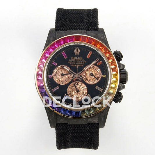 Rolex Daytona Custom DIW Rainbow Black Carbon SONIC SA4130 replica - front