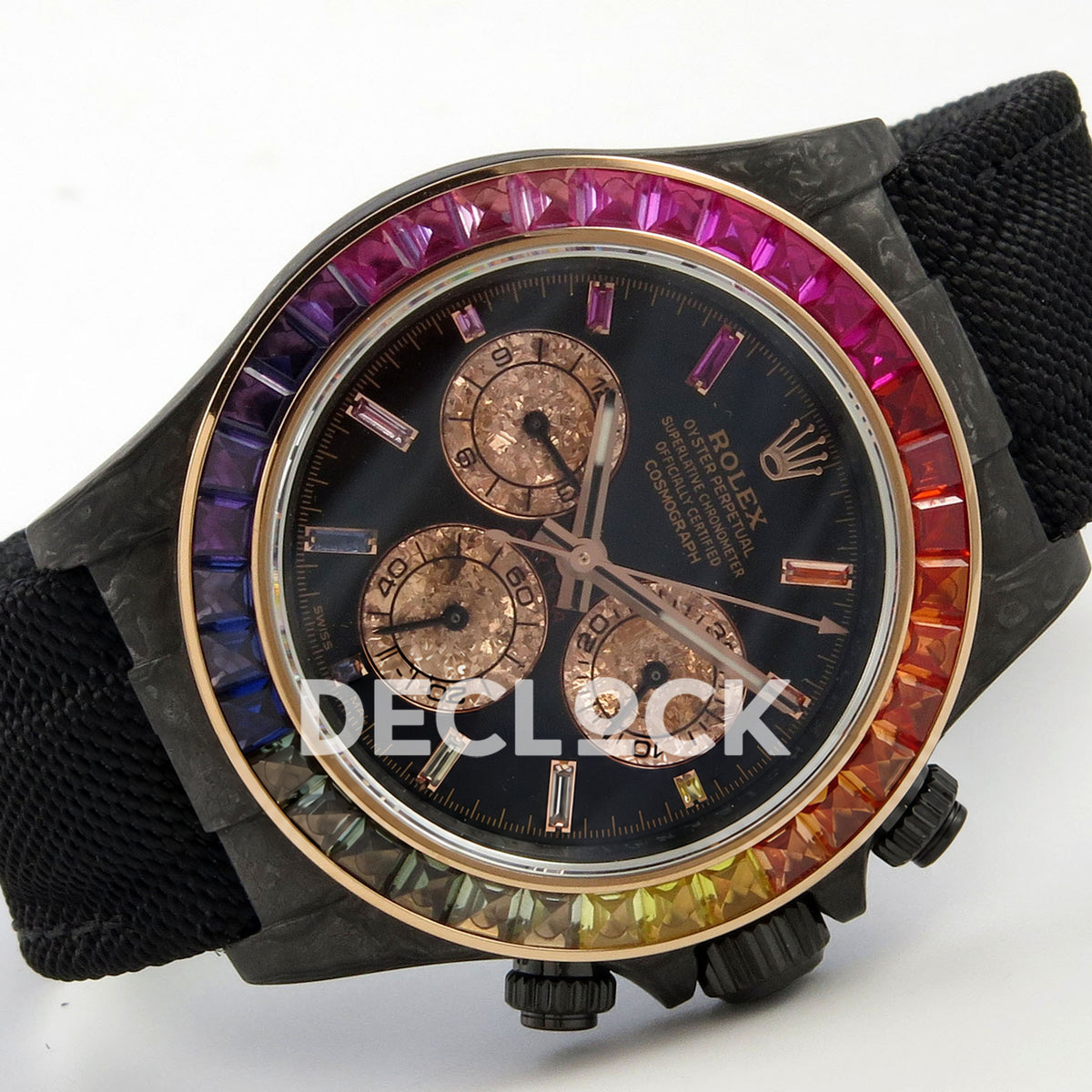 Rolex Daytona Custom DIW Rainbow Black Carbon SONIC SA4130 replica - side front