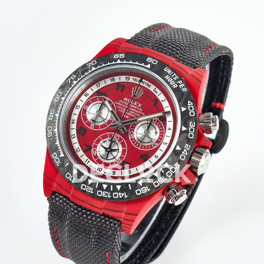 Rolex Daytona Custom DIW Red Carbon Gray Nylon DIWF SH7750 replica - angled front