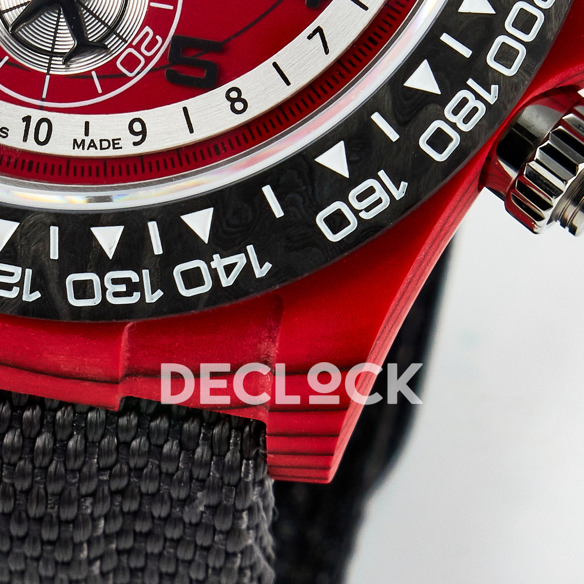 Rolex Daytona Custom DIW Red Carbon Gray Nylon DIWF SH7750 replica - bezel