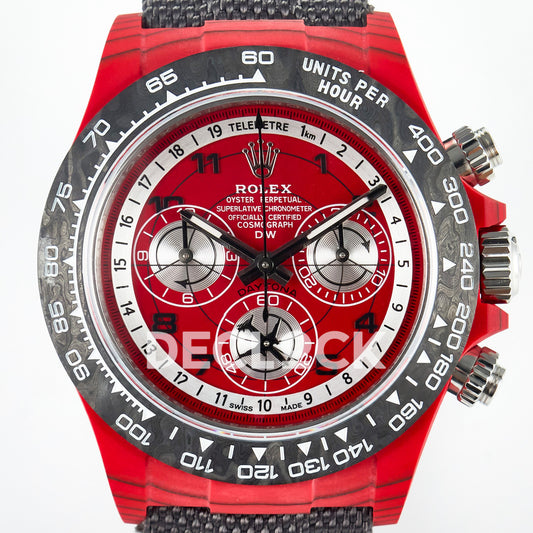 Rolex Daytona Custom DIW Red Carbon Gray Nylon DIWF SH7750 replica - dial close up