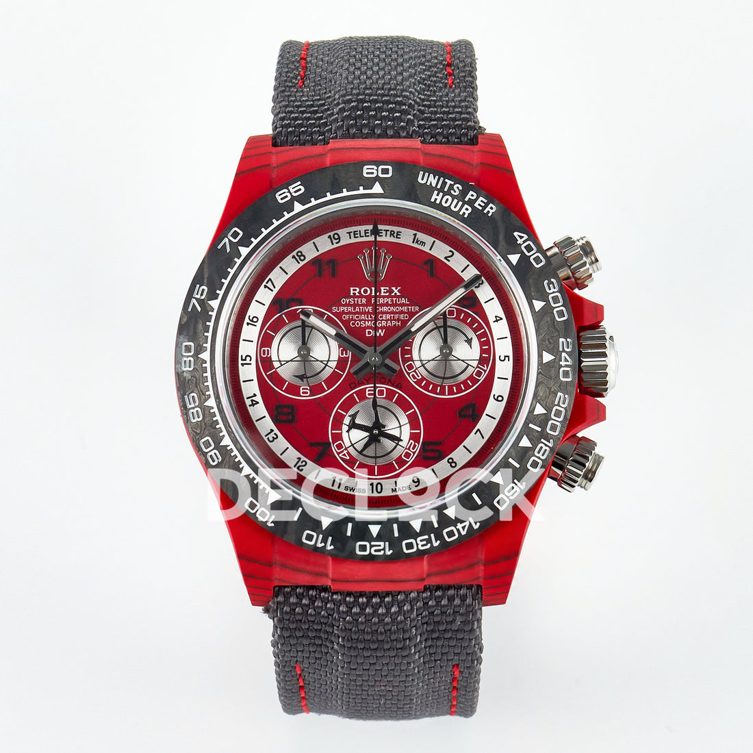 Rolex Daytona Custom DIW Red Carbon Gray Nylon DIWF SH7750 replica - front Custom