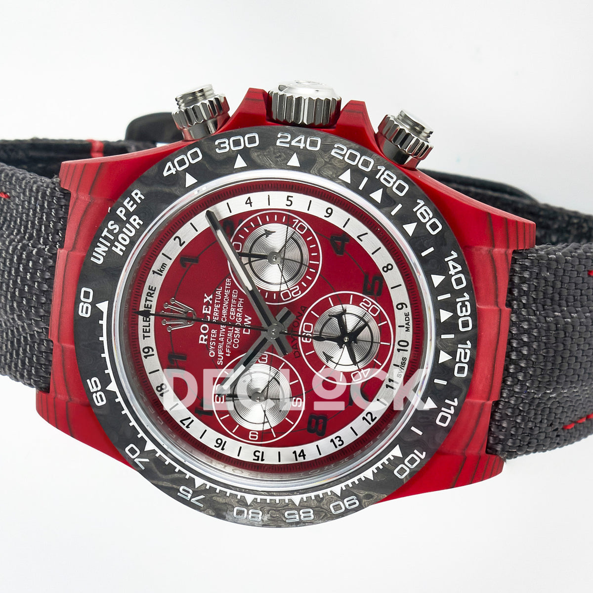 Rolex Daytona Custom DIW Red Carbon Gray Nylon DIWF SH7750 replica - rotated dial