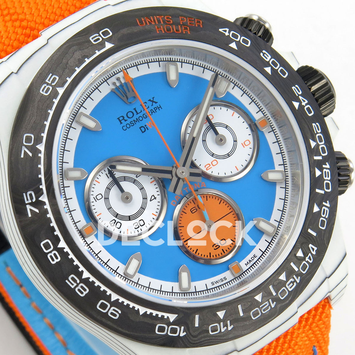 Rolex Daytona Custom DIW Veloce Blue Orange SONIC SA4130 replica - angled dial