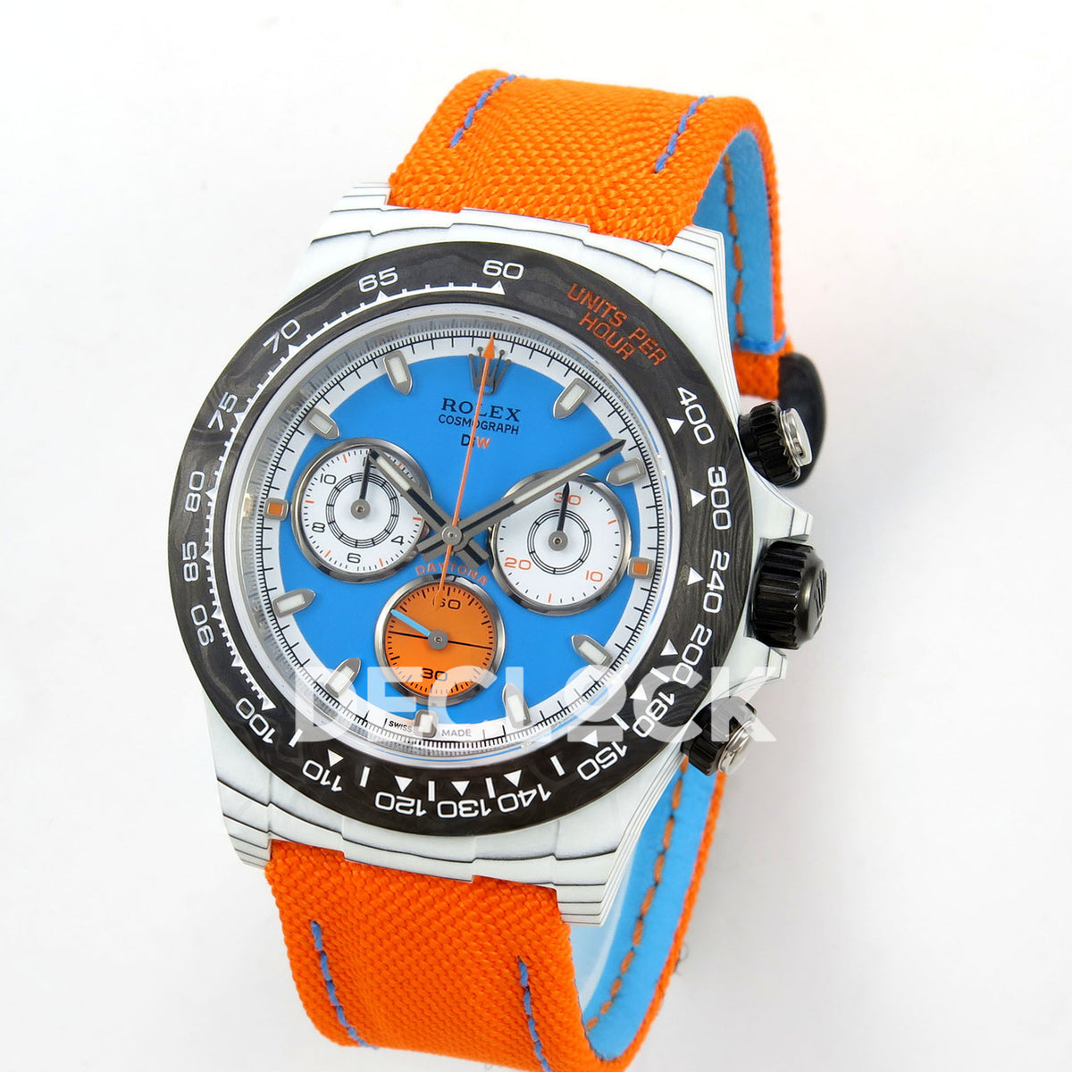 Rolex Daytona Custom DIW Veloce Blue Orange SONIC SA4130 replica - angled front