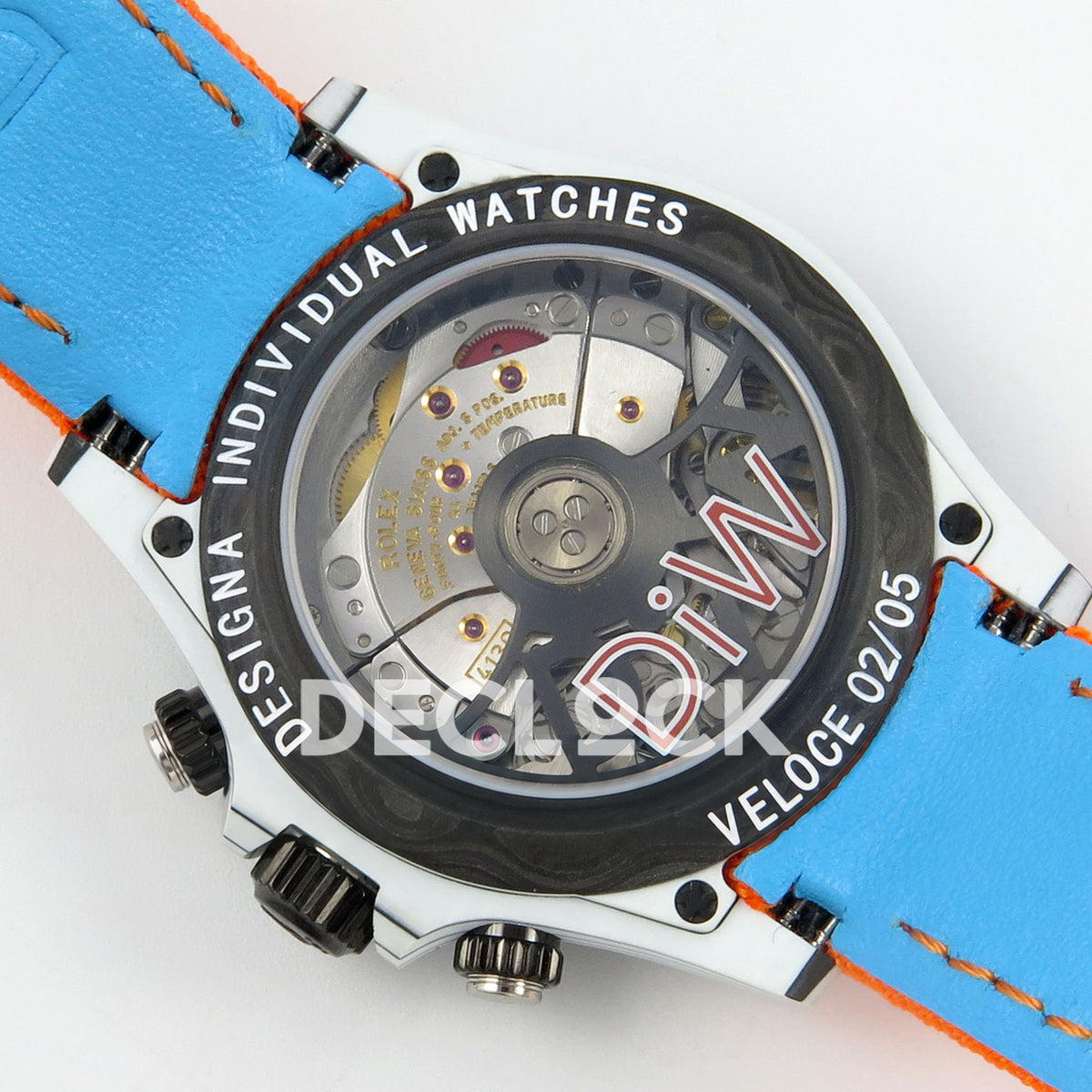 Rolex Daytona Custom DIW Veloce Blue Orange SONIC SA4130 replica - caseback