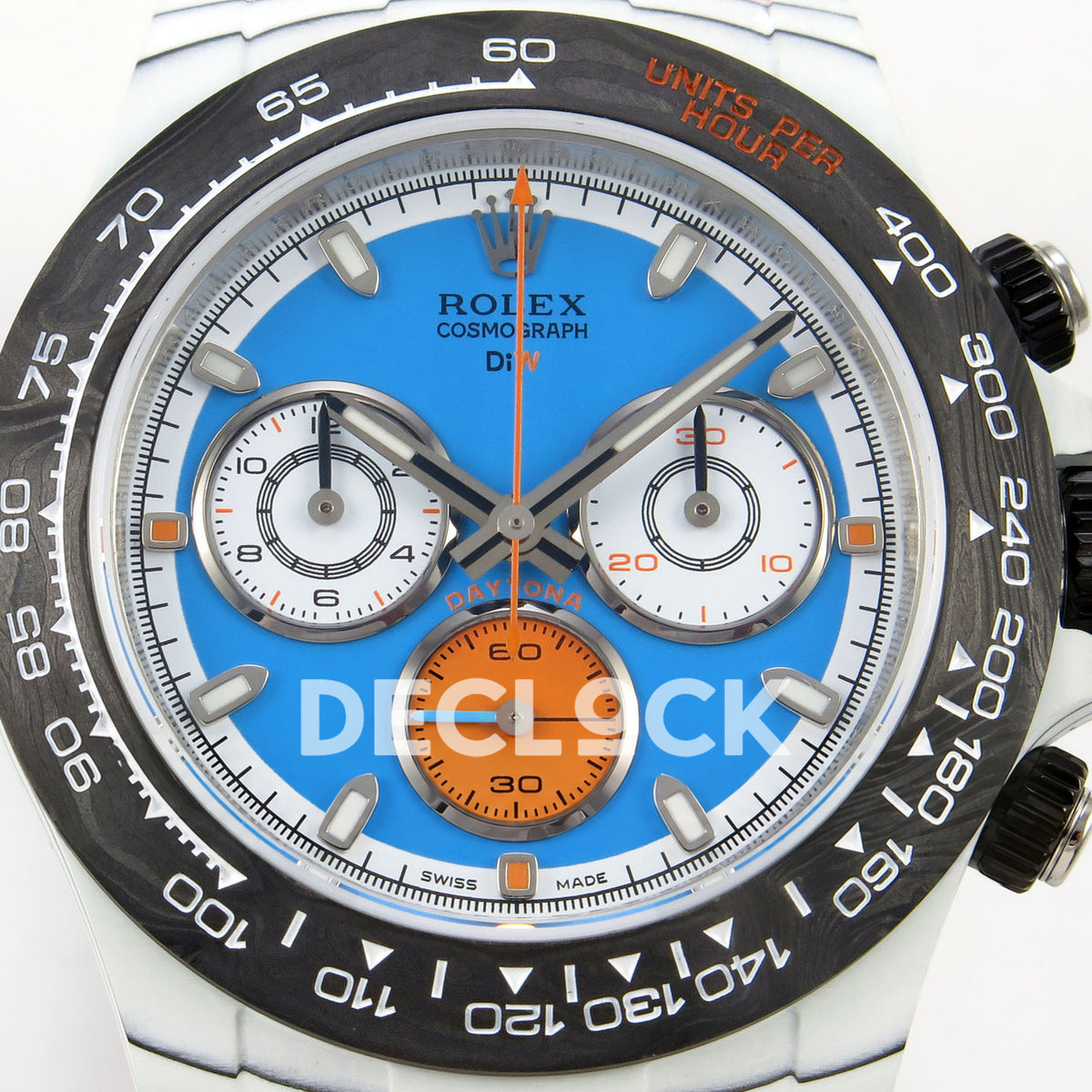 Rolex Daytona Custom DIW Veloce Blue Orange SONIC SA4130 replica - dial close up
