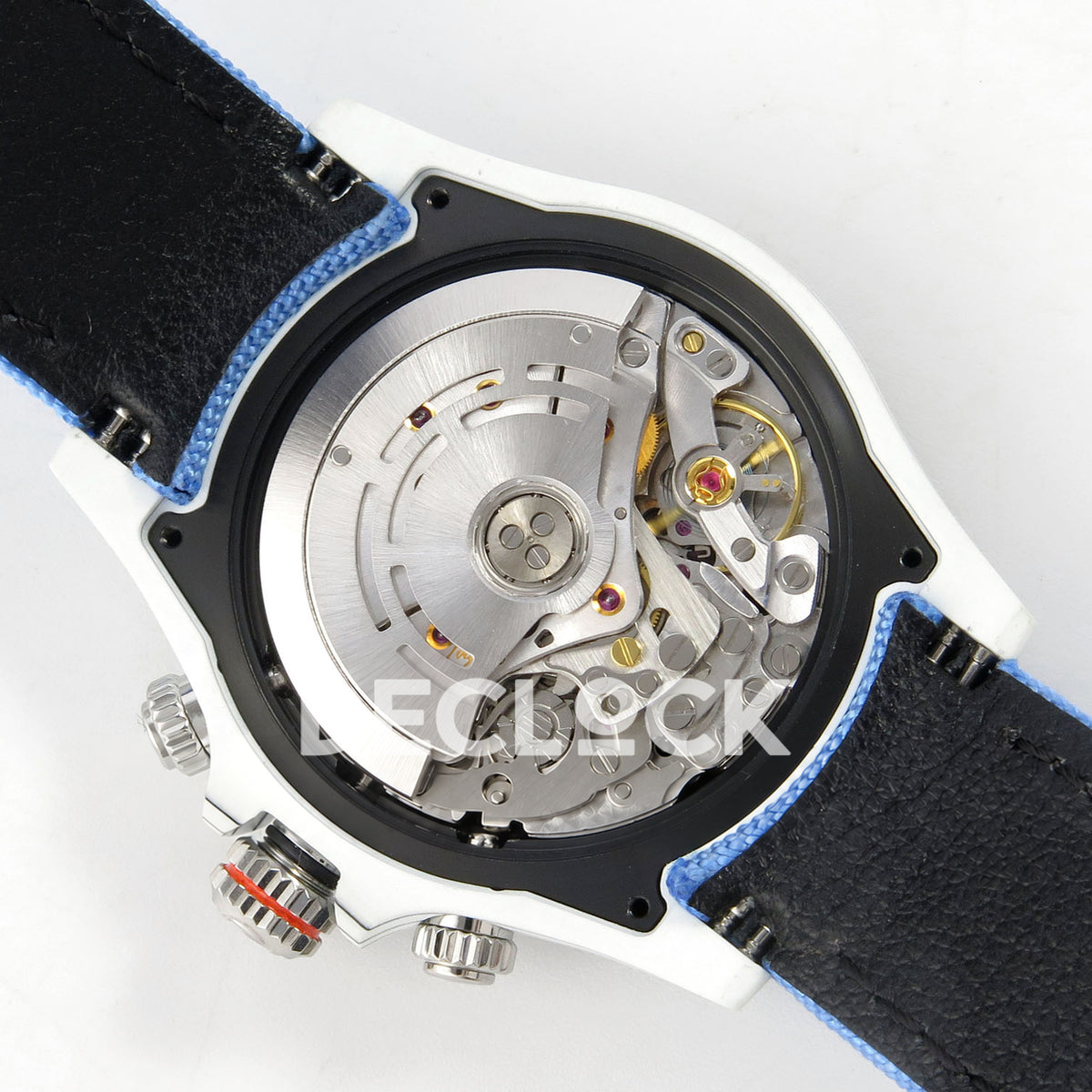 Rolex Daytona Custom DIW White Carbon Black Dial Blue Nylon N6F DD4801 replica - open caseback
