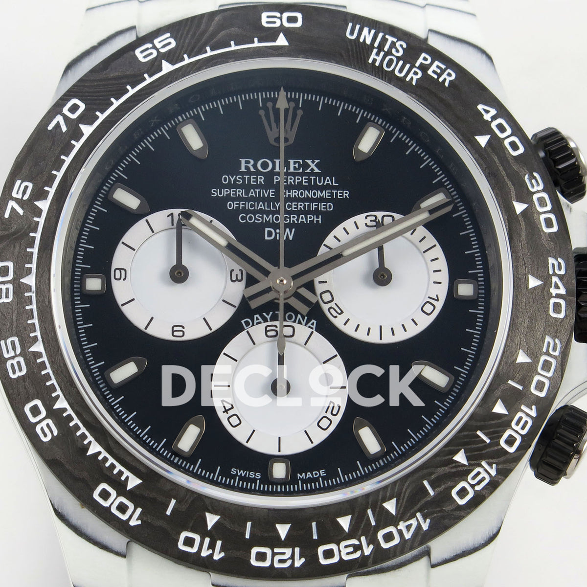 Rolex Daytona Custom DIW White Carbon Blue White Dial Black Nylon N6F DD4801 replica - dial close up