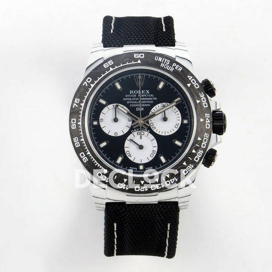 Rolex Daytona Custom DIW White Carbon Blue White Dial Black Nylon N6F DD4801 replica - front