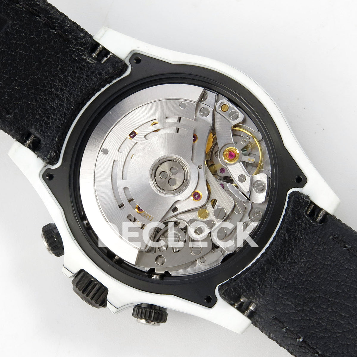 Rolex Daytona Custom DIW White Carbon Blue White Dial Black Nylon N6F DD4801 replica - open caseback