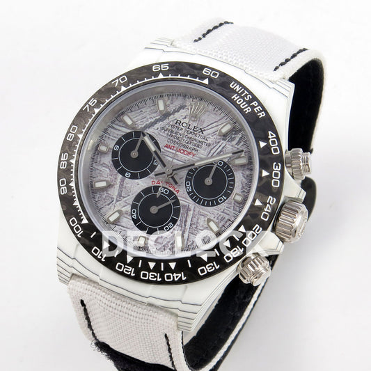 Rolex Daytona Custom DIW White Carbon Meteorite Dial ANTF DD4801 replica - three quarter