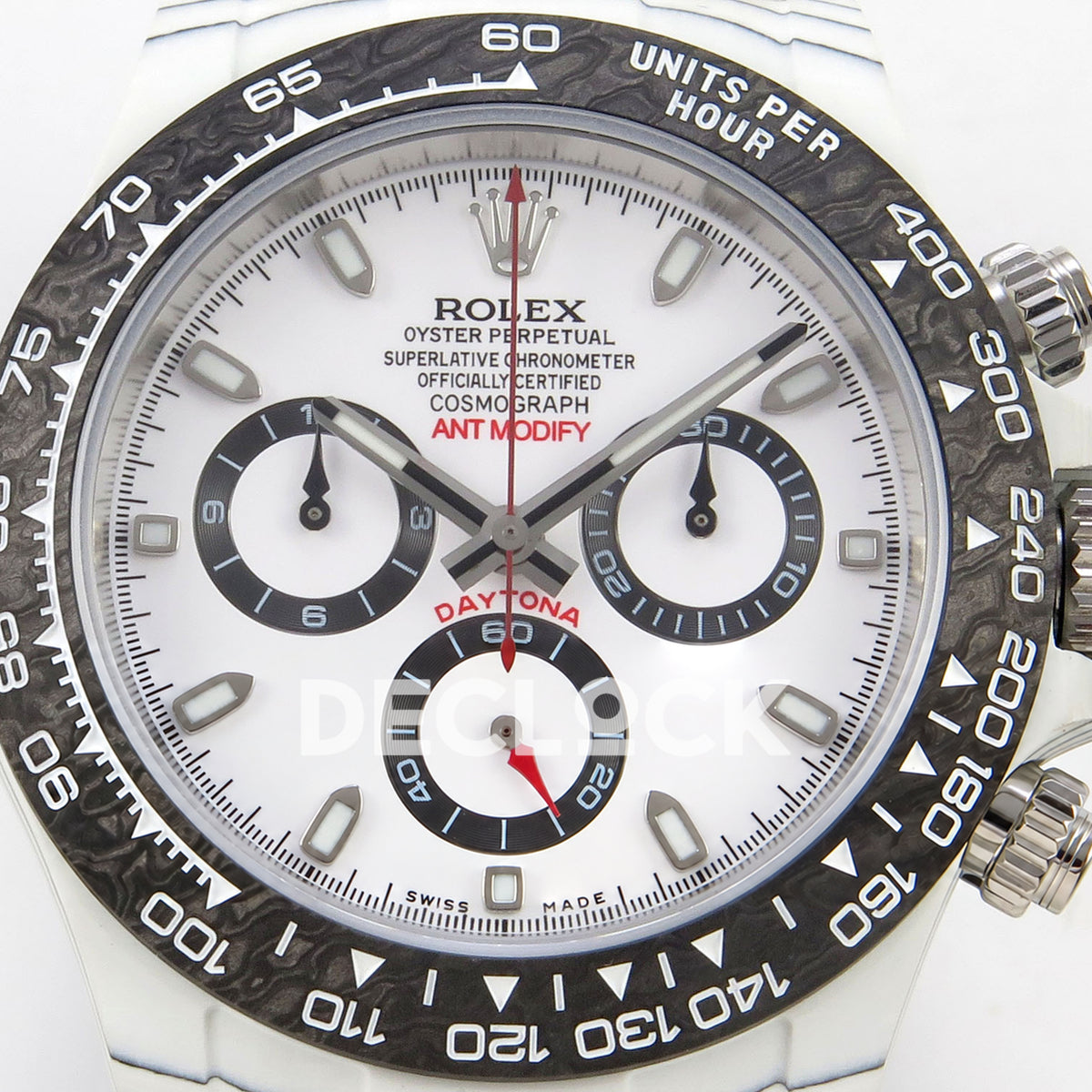 Rolex Daytona Custom DIW White Carbon White Panda Dial ANTF DD4801 replica - dial closeup