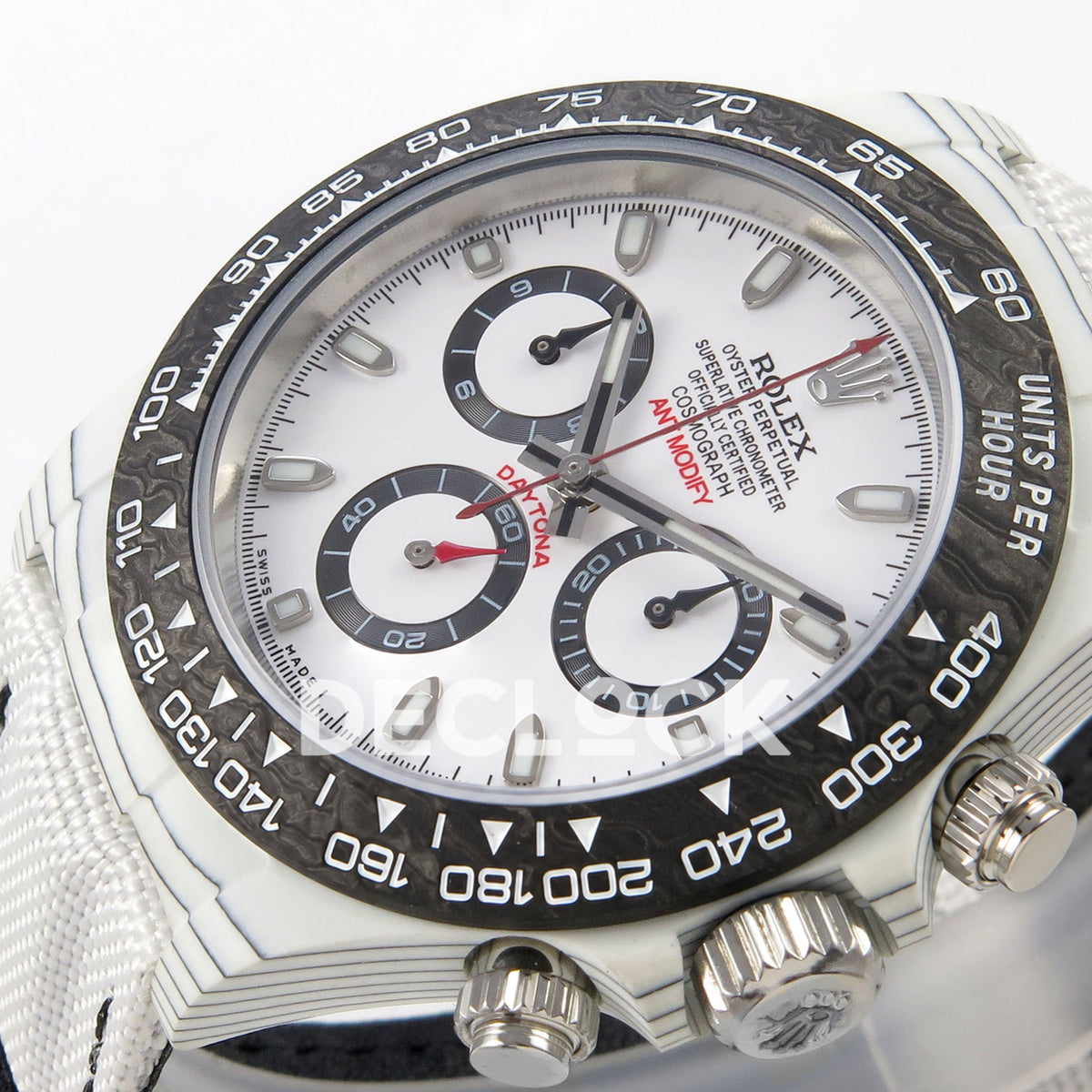 Rolex Daytona Custom DIW White Carbon White Panda Dial ANTF DD4801 replica - dial angle right