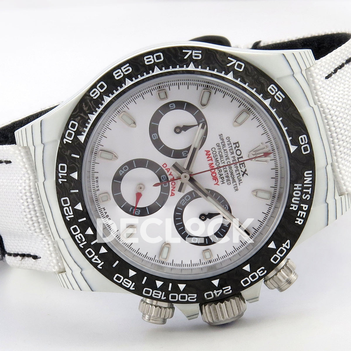 Rolex Daytona Custom DIW White Carbon White Panda Dial ANTF DD4801 replica - full watch left