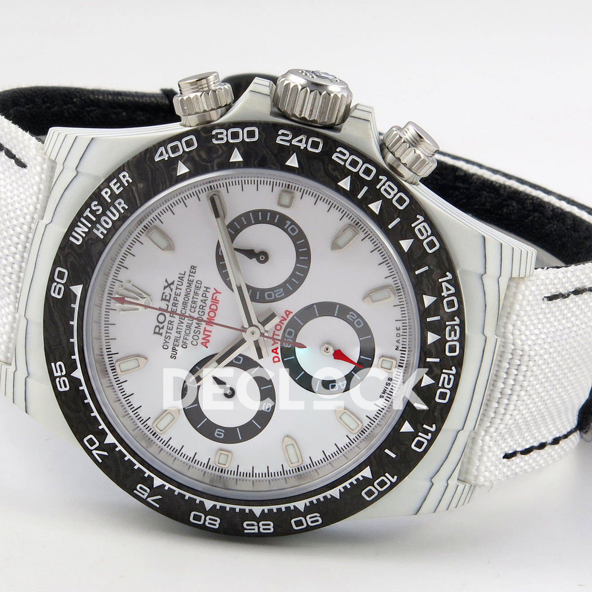 Rolex Daytona Custom DIW White Carbon White Panda Dial ANTF DD4801 replica - full watch right