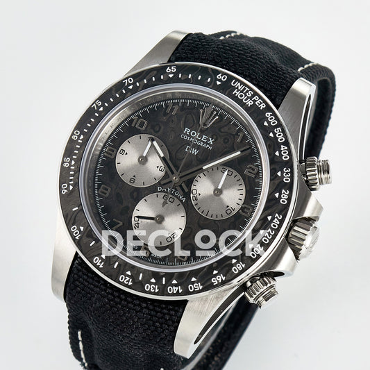 Rolex Daytona Custom Exceptional-1 Gray Black Strap DIWF SH4130 replica - angled front