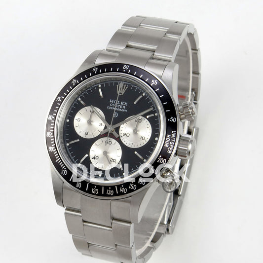 Rolex Daytona Custom Paul Newman Black Silver PMSF DD4130 replica - angled front