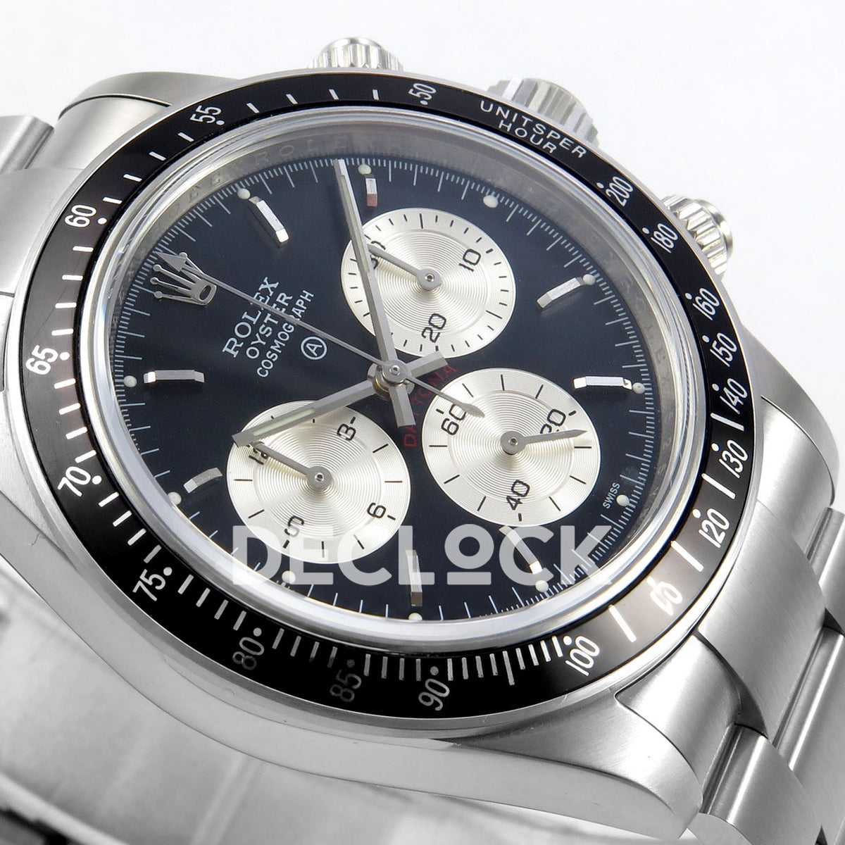 Rolex Daytona Custom Paul Newman Black Silver PMSF DD4130 replica - opposite angled front