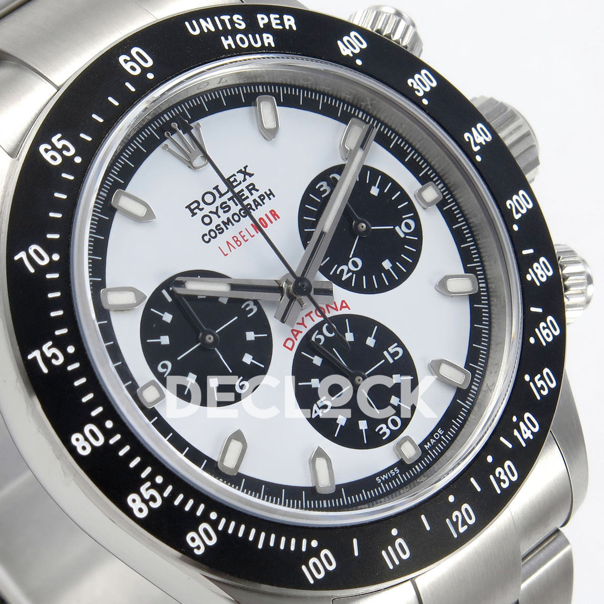 Rolex Daytona Custom Paul Newman Label Noir White PMSF DD4130 replica - angled dial