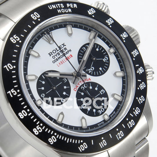 Rolex Daytona Custom Paul Newman Label Noir White PMSF DD4130 replica - angled dial