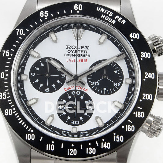 Rolex Daytona Custom Paul Newman Label Noir White PMSF DD4130 replica - dial close up