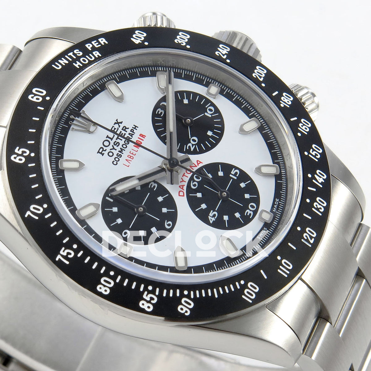 Rolex Daytona Custom Paul Newman Label Noir White PMSF DD4130 replica - opposite angled front