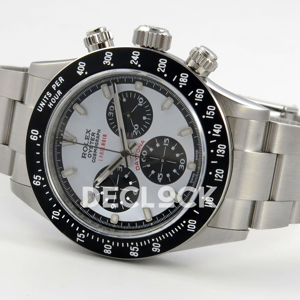 Rolex Daytona Custom Paul Newman Label Noir White PMSF DD4130 replica - rotated front