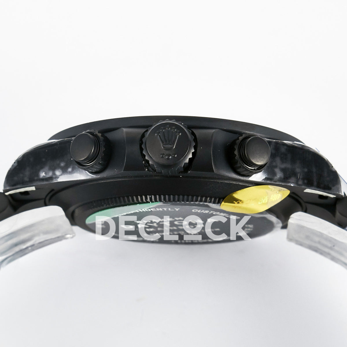 Rolex Daytona Custom Rainbow MAD Paris Black DLC 4130 replica - crown and pushers