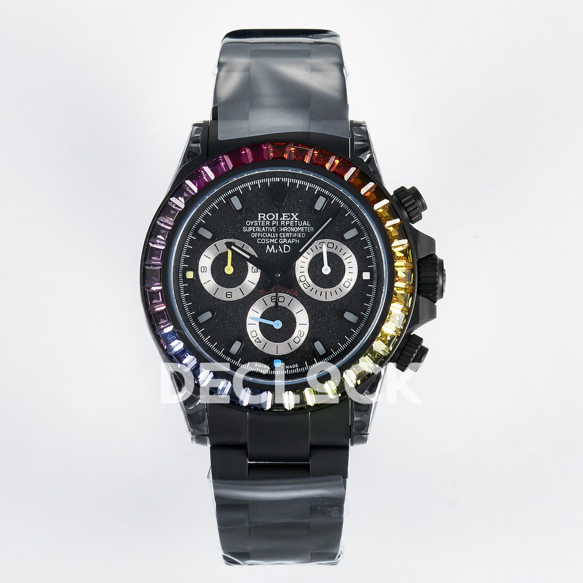 Rolex Daytona Custom Rainbow MAD Paris Black DLC 4130 replica - front