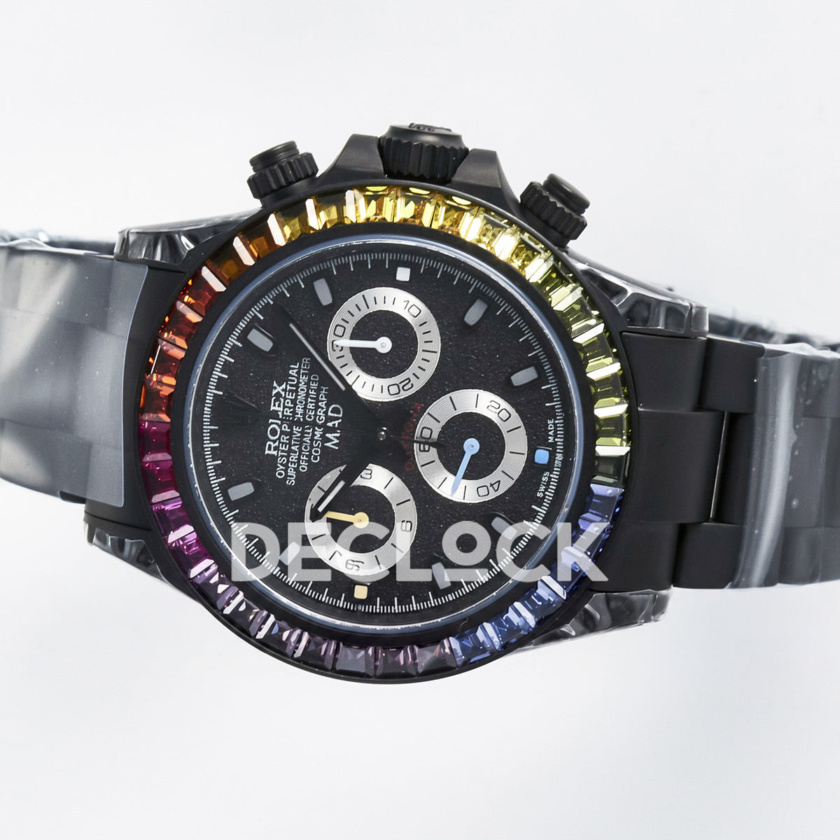 Rolex Daytona Custom Rainbow MAD Paris Black DLC 4130 replica - rotated dial
