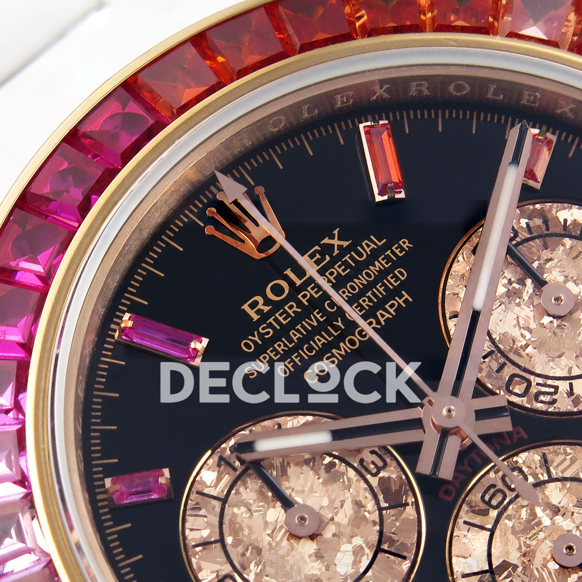 Rolex Daytona Custom Rainbow NOOB White Ceramic Black Dial SA4130 replica - dial closeup