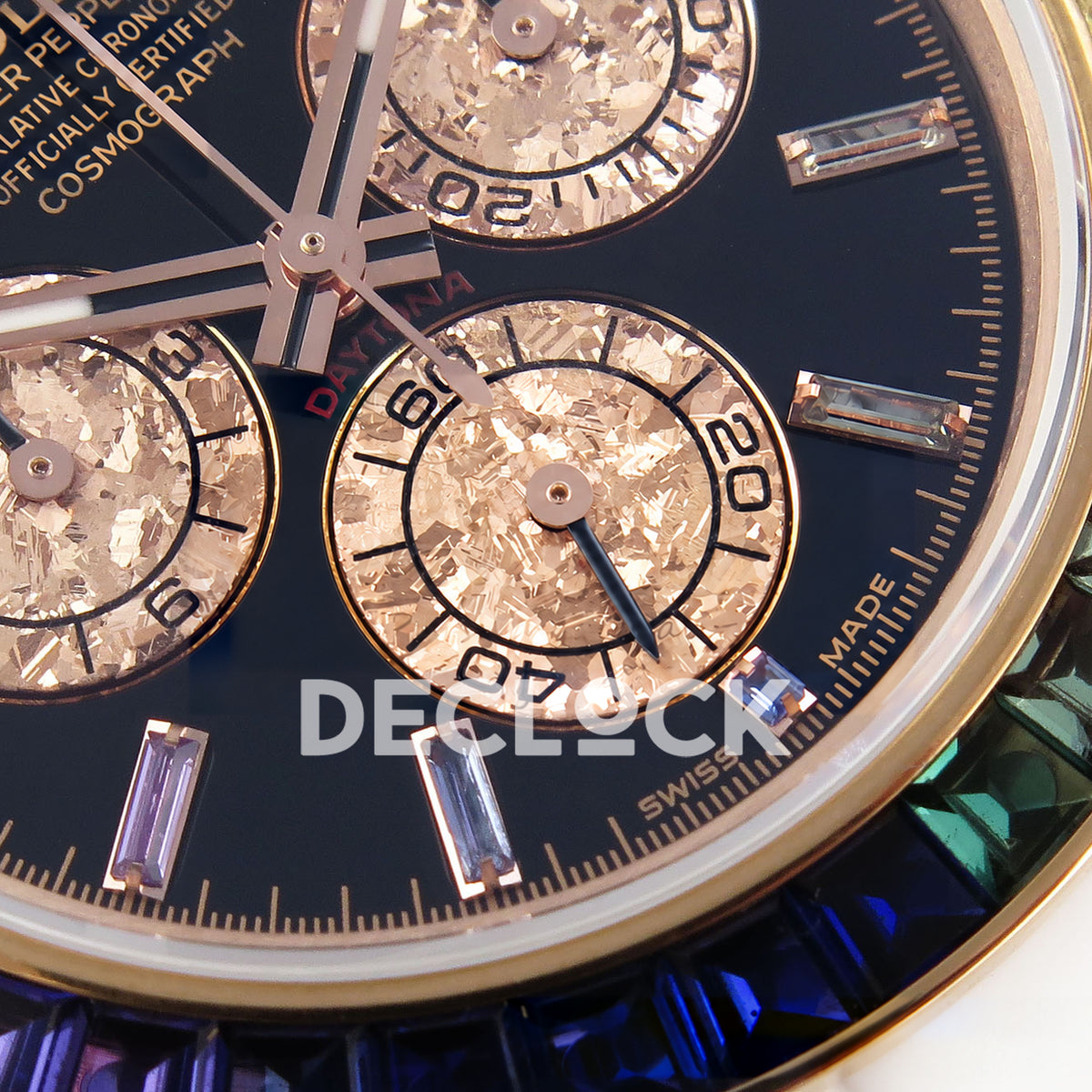 Rolex Daytona Custom Rainbow NOOB White Ceramic Black Dial SA4130 replica - subdials closeup