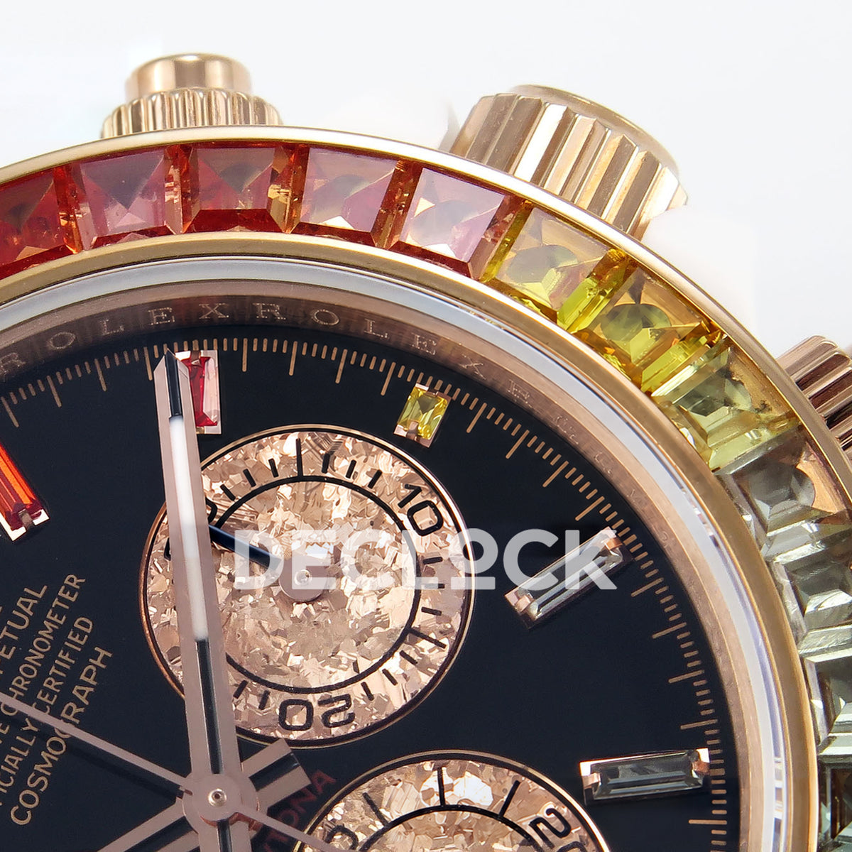 Rolex Daytona Custom Rainbow NOOB White Ceramic Black Dial SA4130 replica - crown side dial