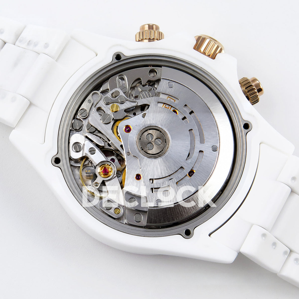 Rolex Daytona Custom Rainbow NOOB White Ceramic Black Dial SA4130 replica - movement back angle