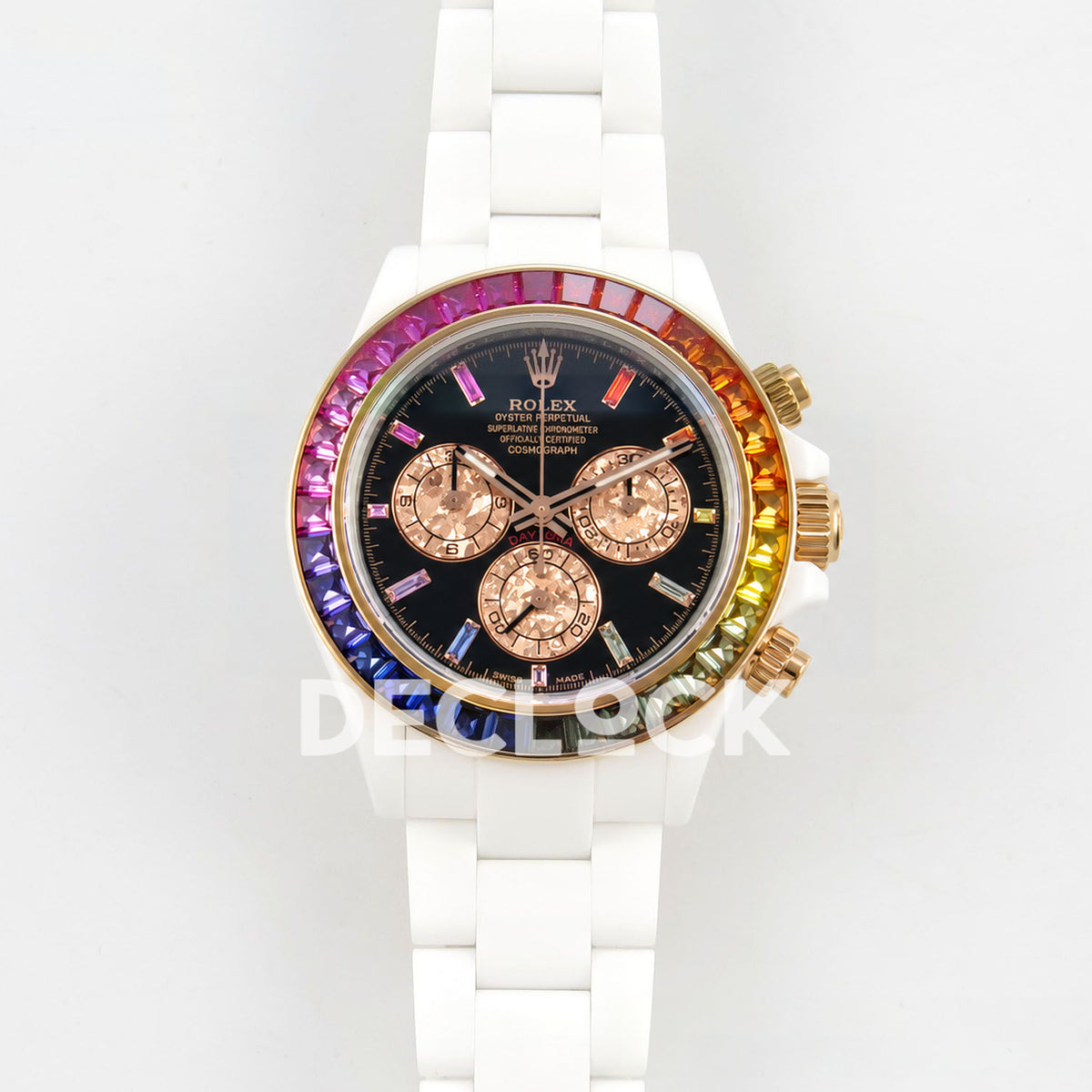 Rolex Daytona Custom Rainbow SONIC White Ceramic Black Dial SA4130 replica - front
