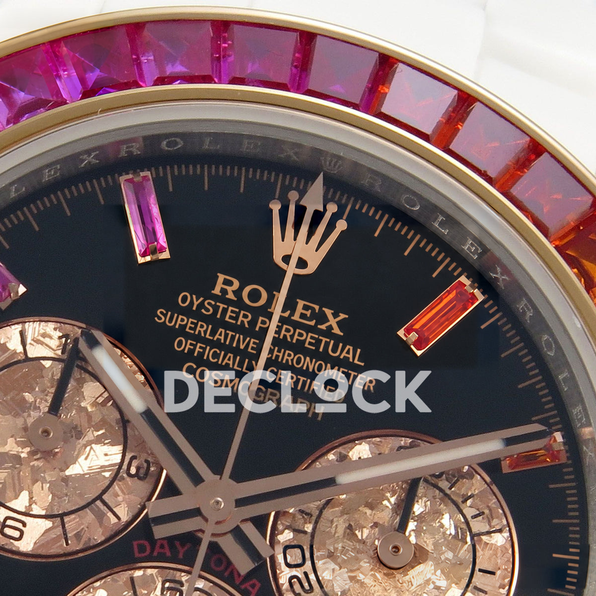 Rolex Daytona Custom Rainbow SONIC White Ceramic Black Dial SA4130 replica - upper dial closeup