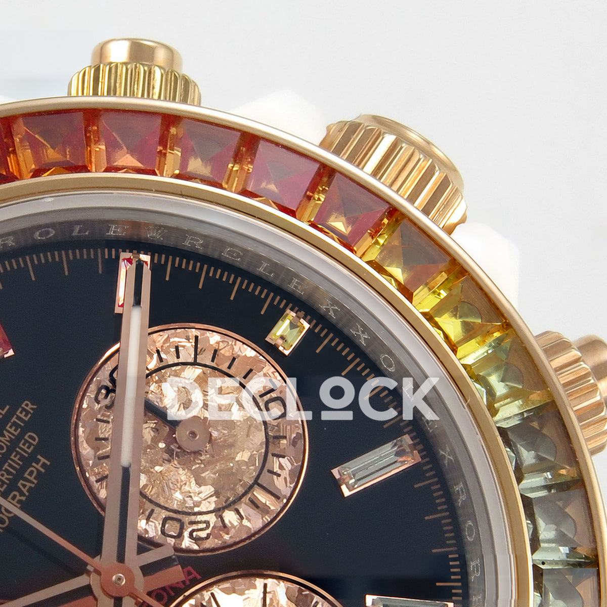 Rolex Daytona Custom Rainbow SONIC White Ceramic Black Dial SA4130 replica - crown and bezel closeup