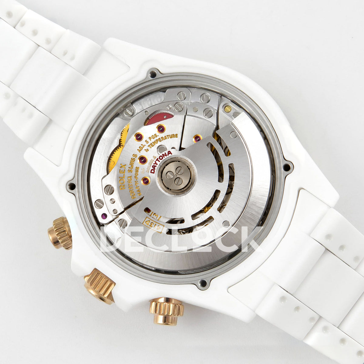 Rolex Daytona Custom Rainbow SONIC White Ceramic Black Dial SA4130 replica - movement rotor angle